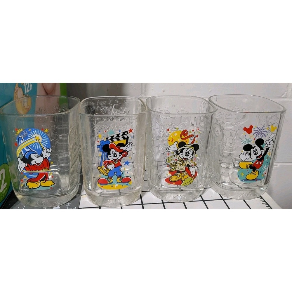 Vintage Disney McDonald's Set of 4 Glasses Mickey Mouse Donald Duck Year 2000